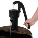 Sunnydaze Wood Barrel Water Fountain with Hand Pump - Rustic 2-Tier - 37" H
