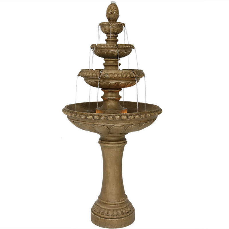 Sunnydaze Large 4-Tier Eggshell Outdoor Water Fountain with LED Lights - 65-Inch