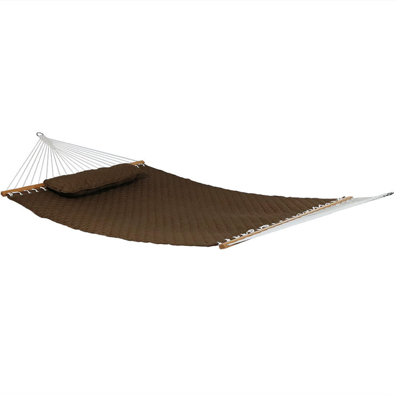 Sunnydaze Quilted Fabric 2-Person Hammock with Pillow and Stand