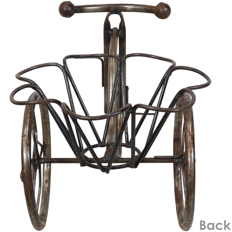 Sunnydaze Indoor/Outdoor Metal Tricycle Standing Planter Basket - 12" H