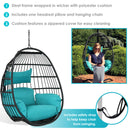 Sunnydaze Dalia Outdoor Hanging Egg Chair with Seat Cushions - 45"