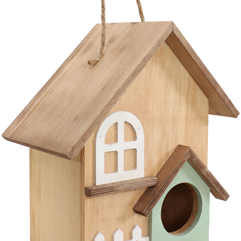 Back view of the plywood cottage birdhouse.