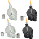 Sunnydaze Grinning Skull Glass Tabletop Torches - Black and Clear