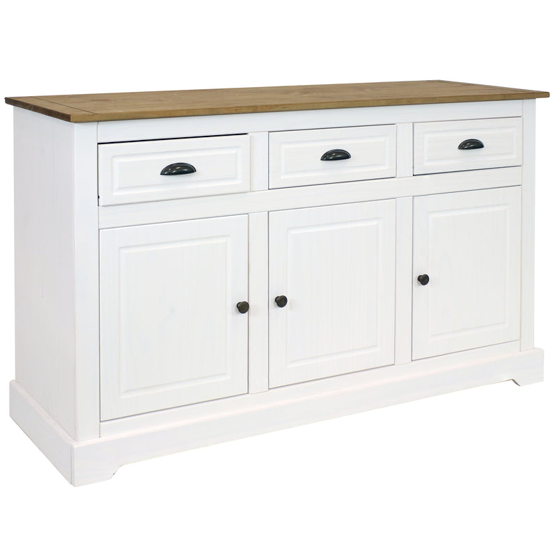 Sunnydaze Pine Sideboard Cabinet with Drawers and Doors - White - 32" H