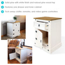 Sunnydaze Pine Nightstand with Drawer and Door - White - 26 Inches