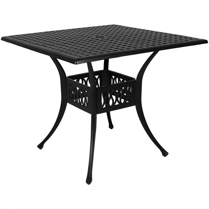 Sunnydaze Black Cast Aluminum Square Dining Table, 35-Inch