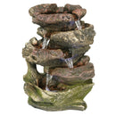 Sunnydaze 5-Step Rock Falls Tabletop Water Fountain with LED Lights - 14-Inch
