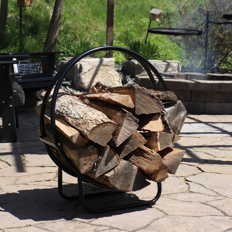 Sunnydaze Outdoor Steel Firewood Log Hoop Rack