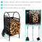 Sunnydaze Firewood Rack on Wheels with Fireplace Tool Set