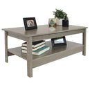 Sunnydaze Classic Coffee Table with Lower Shelf - Thunder Gray - 16" H