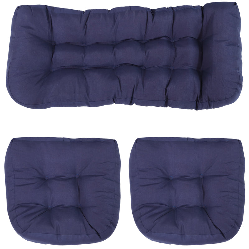 Sunnydaze Tufted 3-Piece Indoor/Outdoor Settee Cushion Set - Multiple Colors