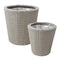 set of 2 gray round polyrattan indoor planters