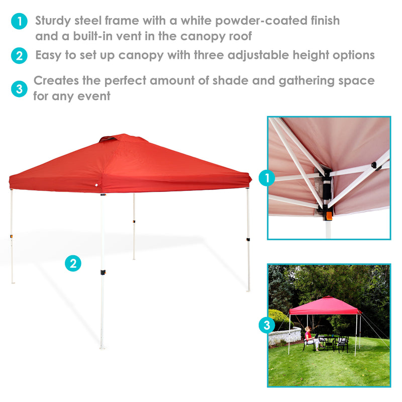 Sunnydaze Premium Pop-Up Canopy with Rolling Carry Bag - Gray - 10' x 10'