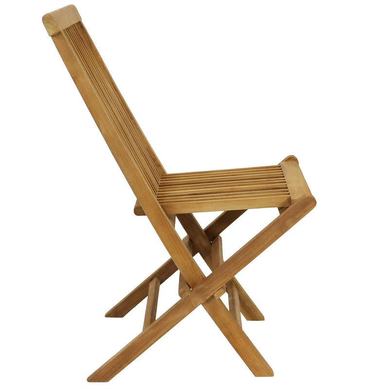 Sunnydaze Hyannis Teak Outdoor Folding Patio Chair with Slat Back
