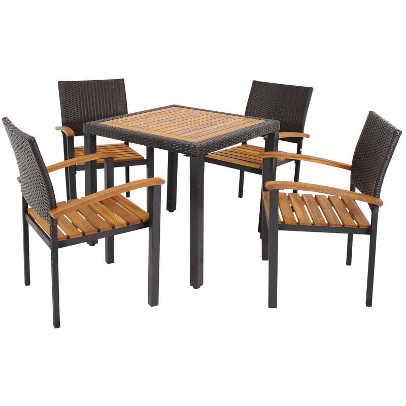 Sunnydaze Malachi 5-Piece Outdoor Patio Dining Set - 1 Table and 4 Armchairs