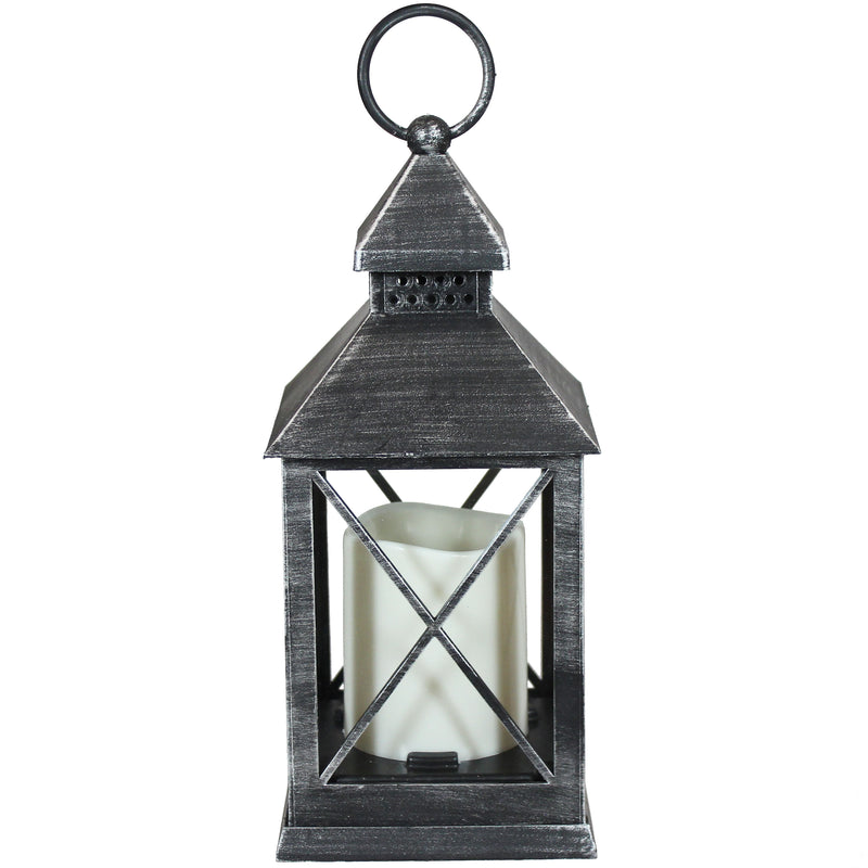 Sunnydaze Yorktown Indoor Battery-Powered Hanging Lantern with LED Candle  - 10"