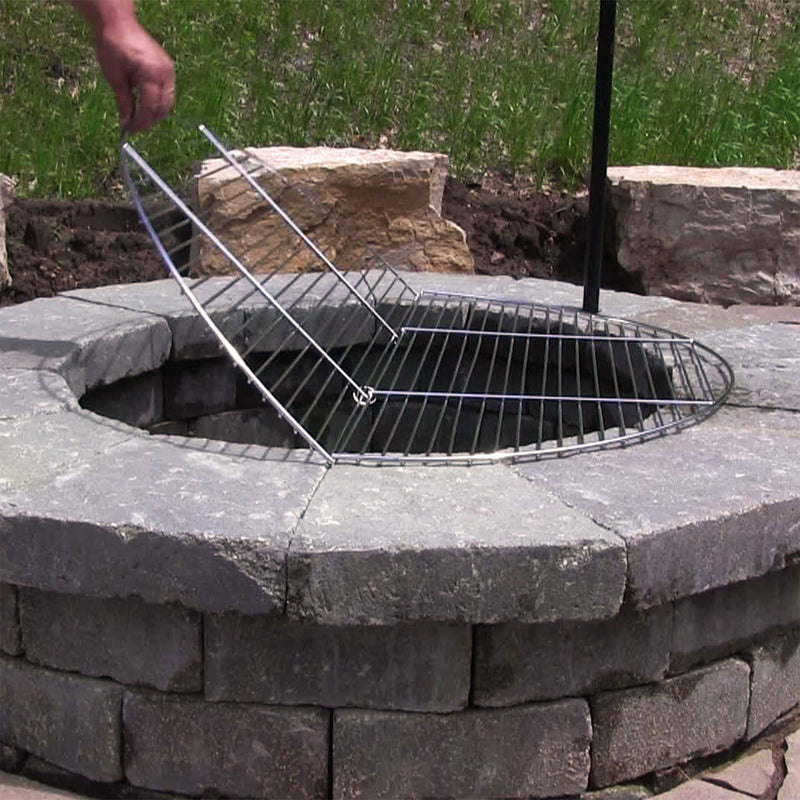 Sunnydaze Foldable, Chrome-Plated, Round Fire Pit Grill Grate