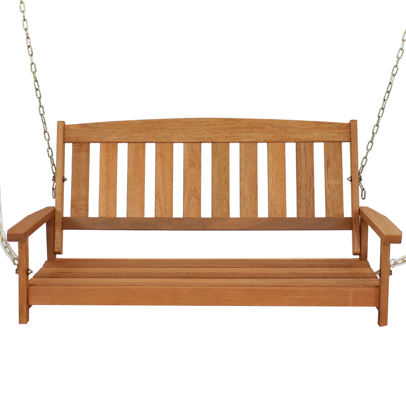 Sunnydaze 2-Person Wooden Porch Swing with Hanging Chains - 47" W