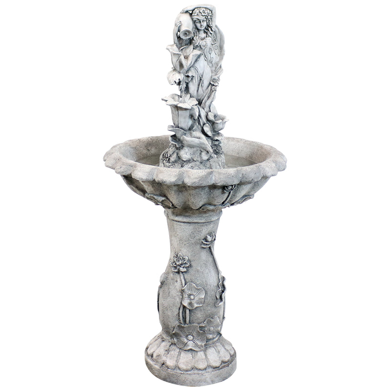 Sunnydaze Fairy Flower Solar Outdoor Water Fountain with Battery Backup 42.5" Tall