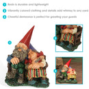 Sunnydaze Al and Anita Gnomes on Bench Statue - 8" H
