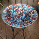 Sunnydaze Multi-Color Mosaic Tile Birdbath with Stand - 14" Diameter