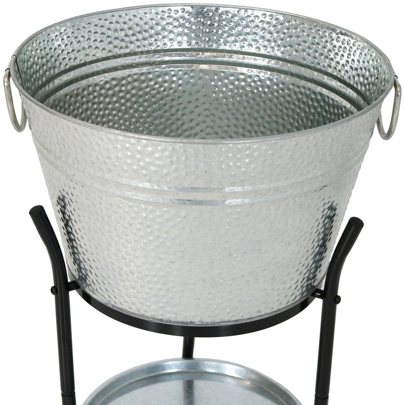 Sunnydaze Ice Bucket Drink Cooler with Stand and Tray - Stainless Steel