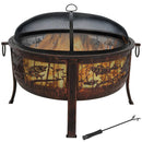 Sunnydaze Northwoods Fishing Fire Pit, 30-Inch Diameter, with Spark Screen