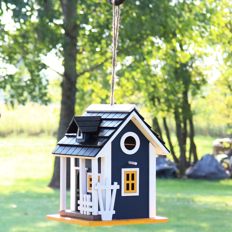 Charming Cottage Decorative Wooden Birdhouse with Solar LED Light