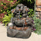 Sunnydaze Layered Rock Waterfall Outdoor Fountain with LED Lights - 32"