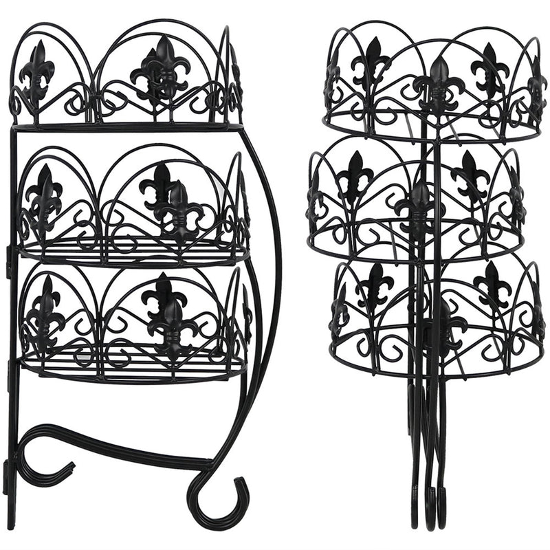 Sunnydaze French Lily Design 3-Tiered Plant Stand - Set of Two