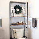 Sunnydaze 3-Tier Black Over-the-Toilet Storage Shelf - 71-Inch - Oak Gray