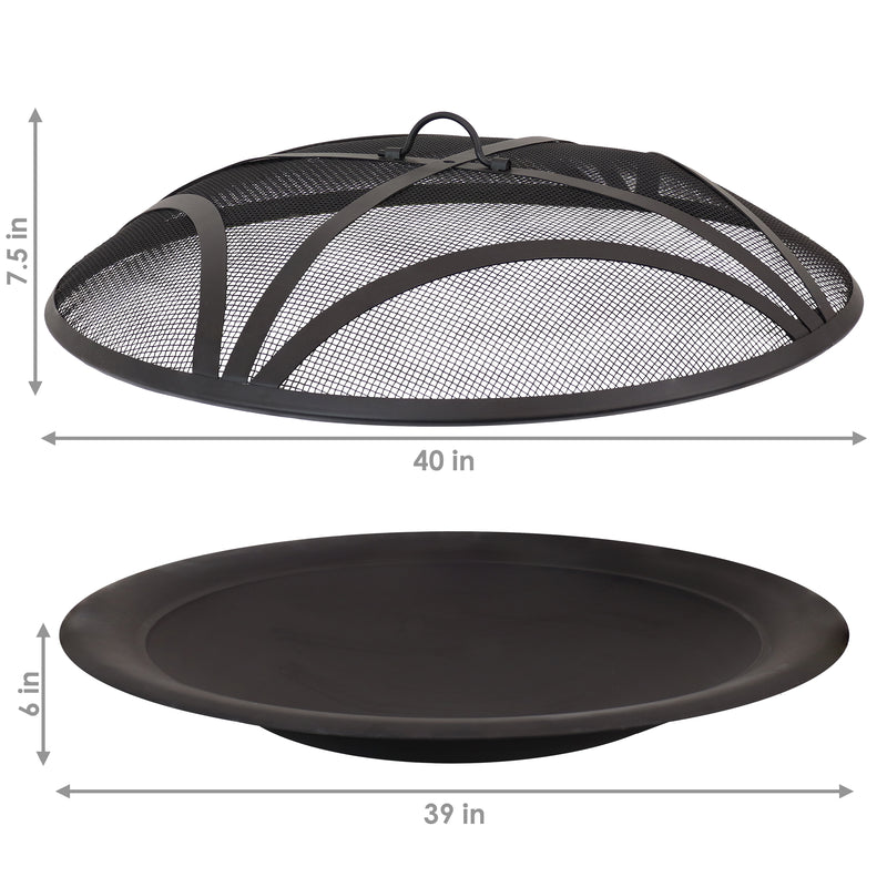 Outdoor fire pit spark screen features a handles that allows easy removal and adjusting.
