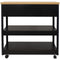 Sunnydaze Rolling Kitchen Island Cart with Drawers and Shelves - Black - 34.25" H
