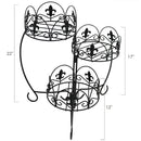 Sunnydaze French Lily Design 3-Tiered Plant Stand - Set of Two