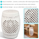white lattice ceramic decorative garden stool