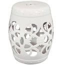 Sunnydaze White Knotted Quatrefoil Ceramic Decorative Garden Stool - 18"