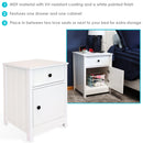 Sunnydaze Beadboard Nightstand Side Table with Drawer and Cabinet - White