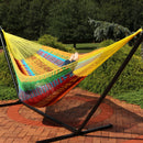 striped multi-colored rope hammock without spreader bars