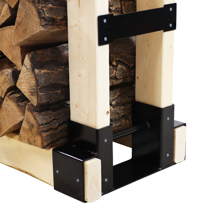 Sunnydaze Adjustable Steel Firewood Log Rack Brackets & Accessory Kit