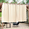 Indoor/Outdoor beige curtain stainless steel grommet.