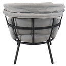 Back view of gray luxury patio egg chair. 