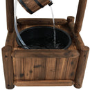 Sunnydaze Rustic Wood Wishing Well Outdoor Fountain with Liner - 46" H