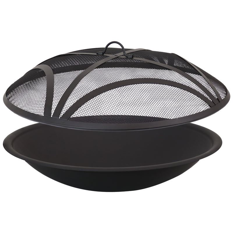 Sunnydaze Replacement Steel Fire Pit Bowl with Spark Screen - 23"