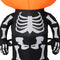 Black skeleton inflatable with bright light illumining the top and bottom half of the inflatable.