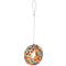 Confetti-colored mosaic hanging bird feeder with steel wire and hanging loop.