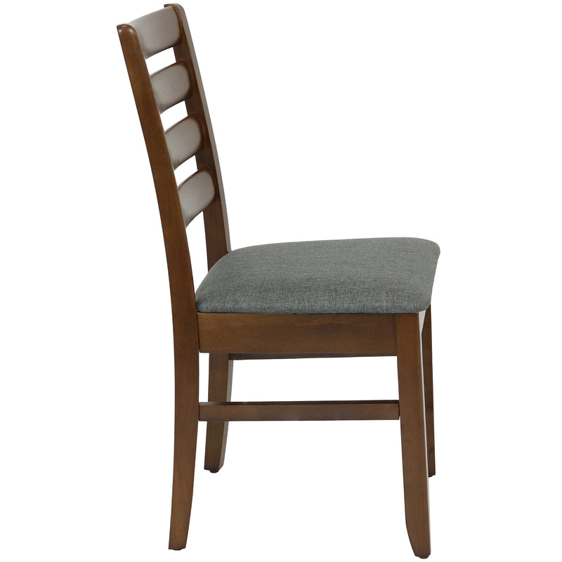 Sunnydaze Set of 2 Ladder-Back Dining Chairs - Dark Walnut with Gray Cushions