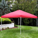 red fabric pop up canopy shade with vent