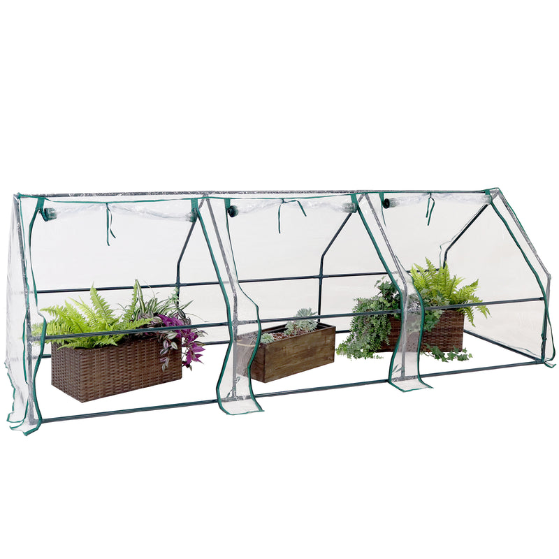 Sunnydaze Seedling Mini Cloche Greenhouse with Zippered Doors - Clear