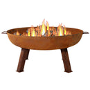 Sunnydaze Cast Iron Fire Pit Bowl with Stand - Rustic or Steel Finish