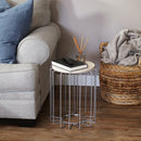 Sunnydaze Steel Wire End Table with Faux Woodgrain Tabletop